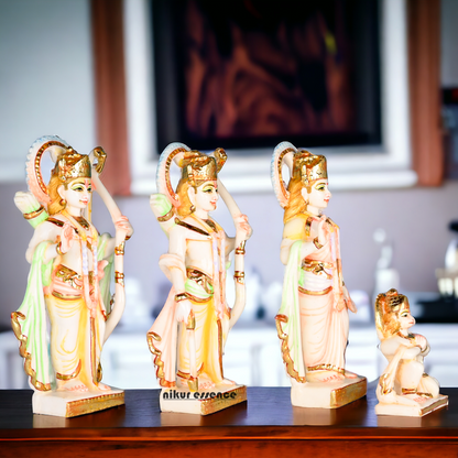 Cultured Marble Ram Darbar Statue - Lord Rama, Sita, Lakshmana, and Hanuman Nikuressence