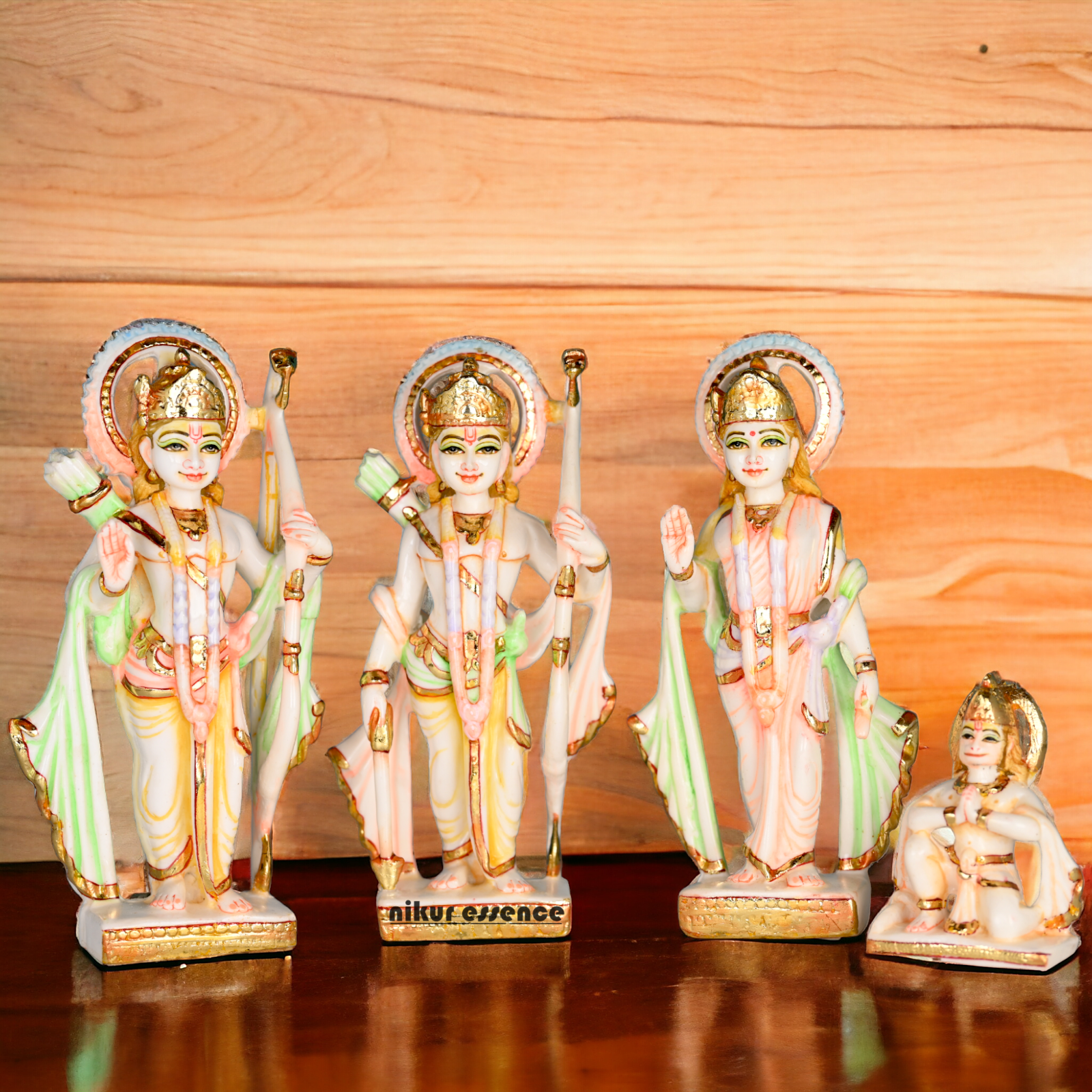 Cultured Marble Ram Darbar Statue - Lord Rama, Sita, Lakshmana, and Hanuman Nikuressence