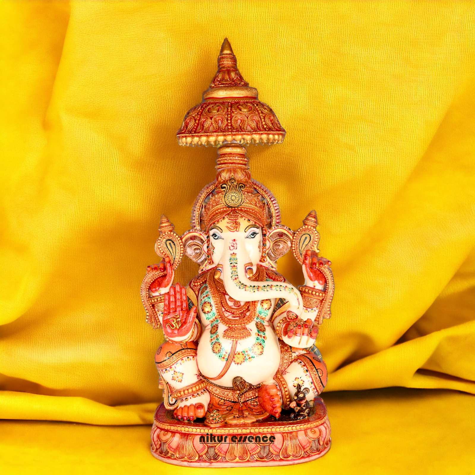 Shop Marble Ganesh Sitting Idol - 9 inches Nikuressence