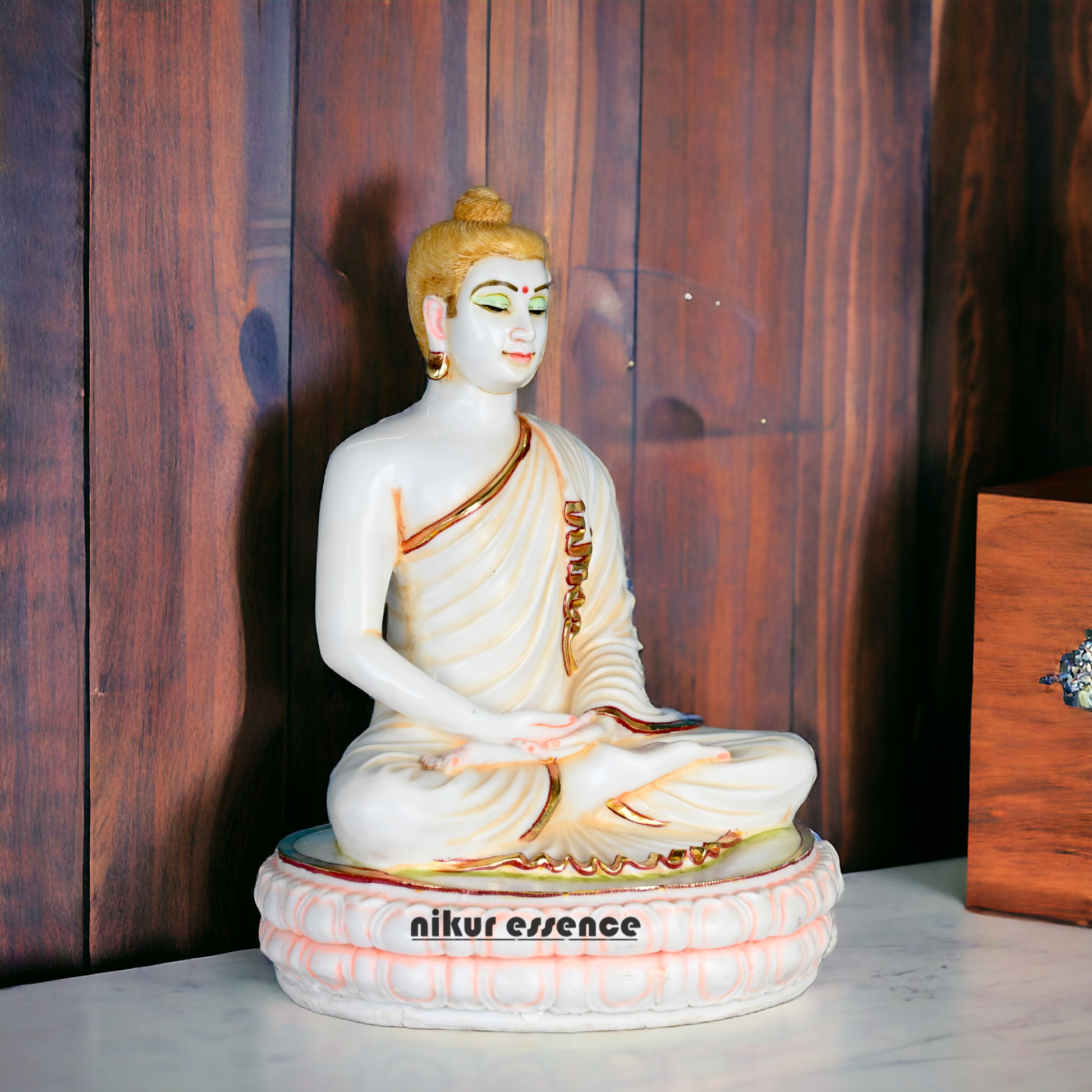 Buy Serene Cultured Marble Buddha Statue - Handcrafted Buddhist Figurine for Meditation fo home Nikuressence