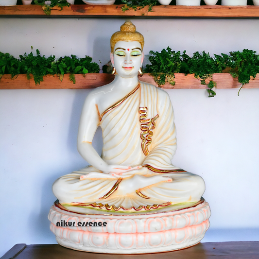 Buy Serene Cultured Marble Buddha Statue - Handcrafted Buddhist Figurine for Meditation fo home Nikuressence