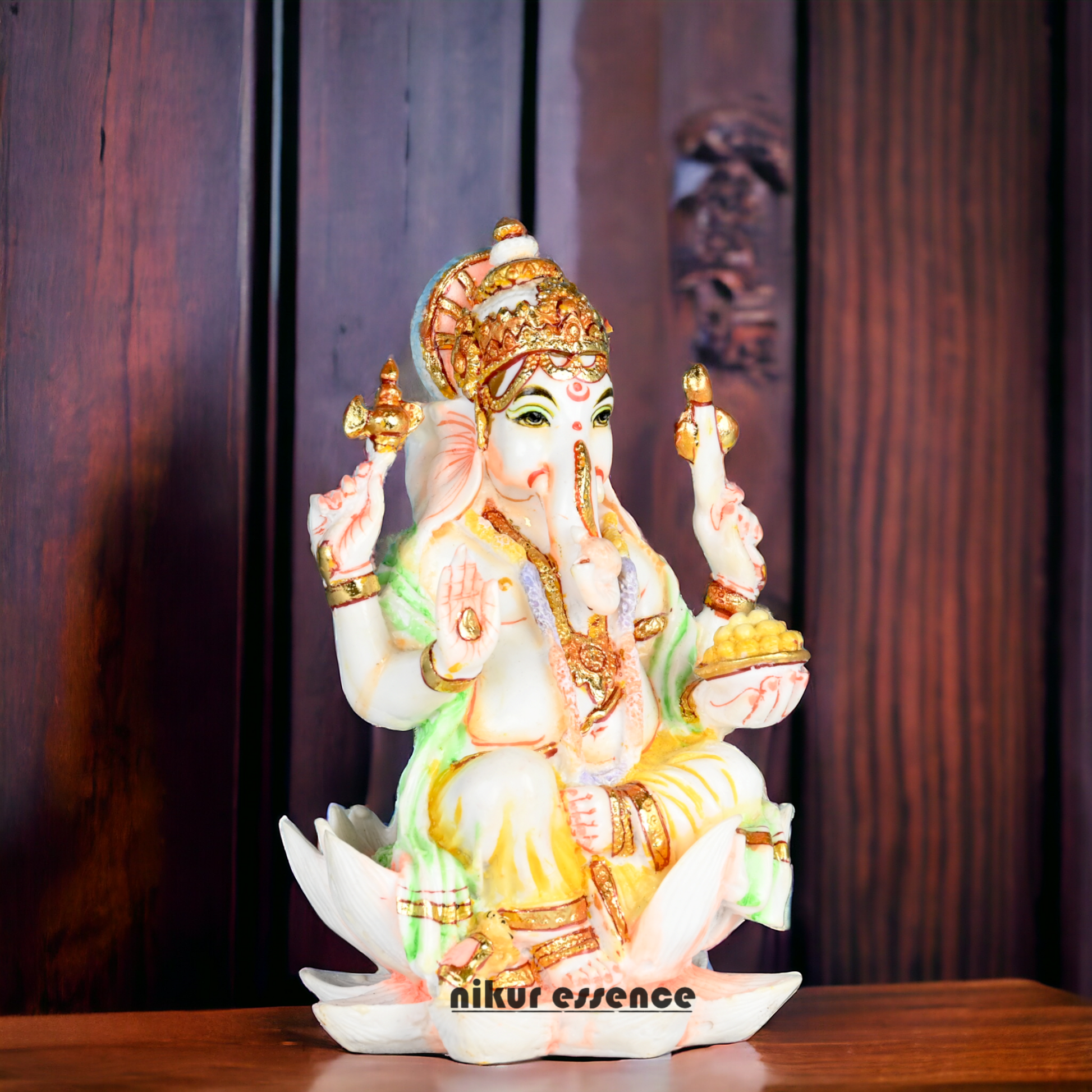 Purchase Exquisite Handcrafted Cultured Marble Ganesh Statue Online - Divine Lord Ganesha Idol Nikuressence