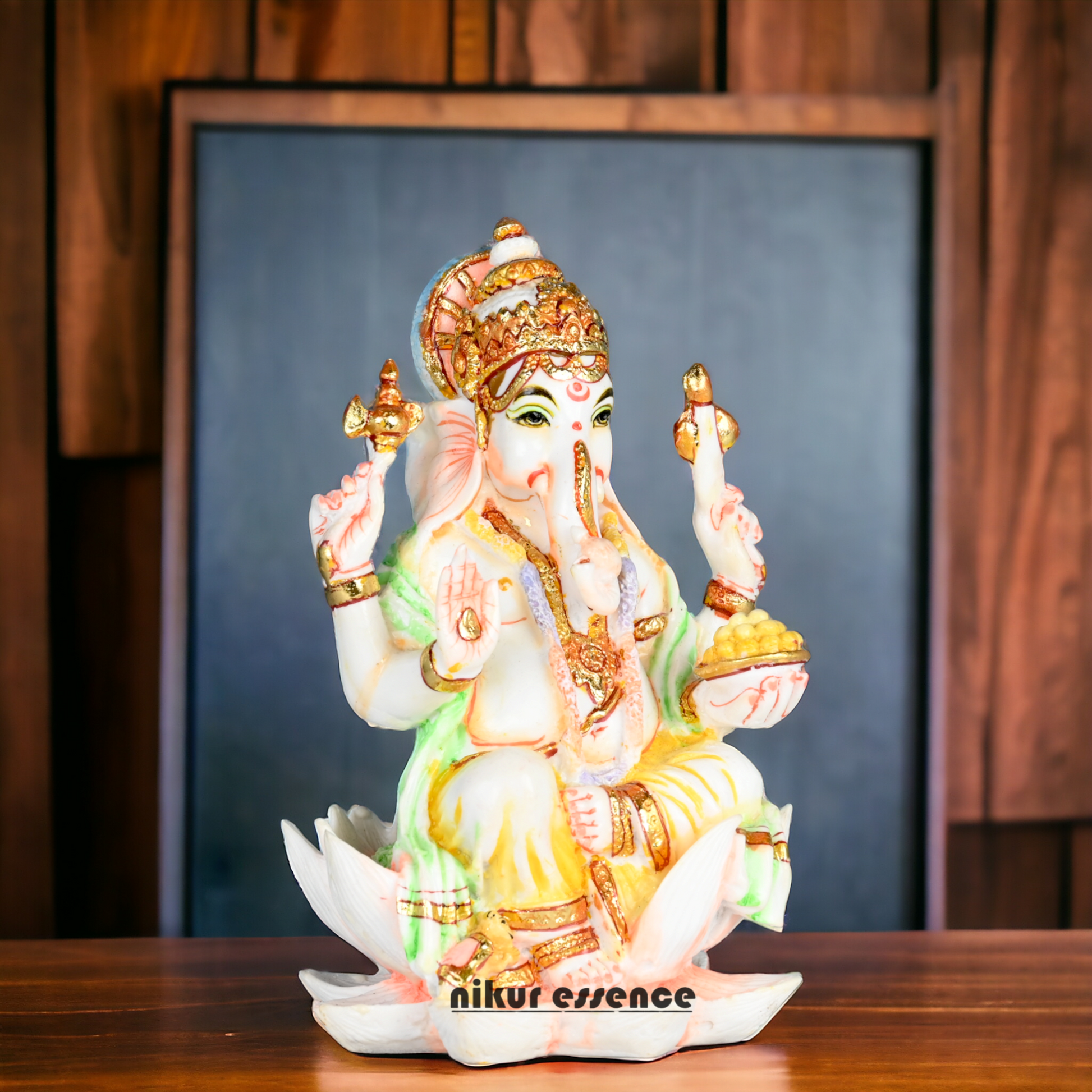 Purchase Exquisite Handcrafted Cultured Marble Ganesh Statue Online - Divine Lord Ganesha Idol Nikuressence
