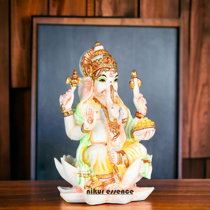 Purchase Exquisite Handcrafted Cultured Marble Ganesh Statue Online - Divine Lord Ganesha Idol Nikuressence