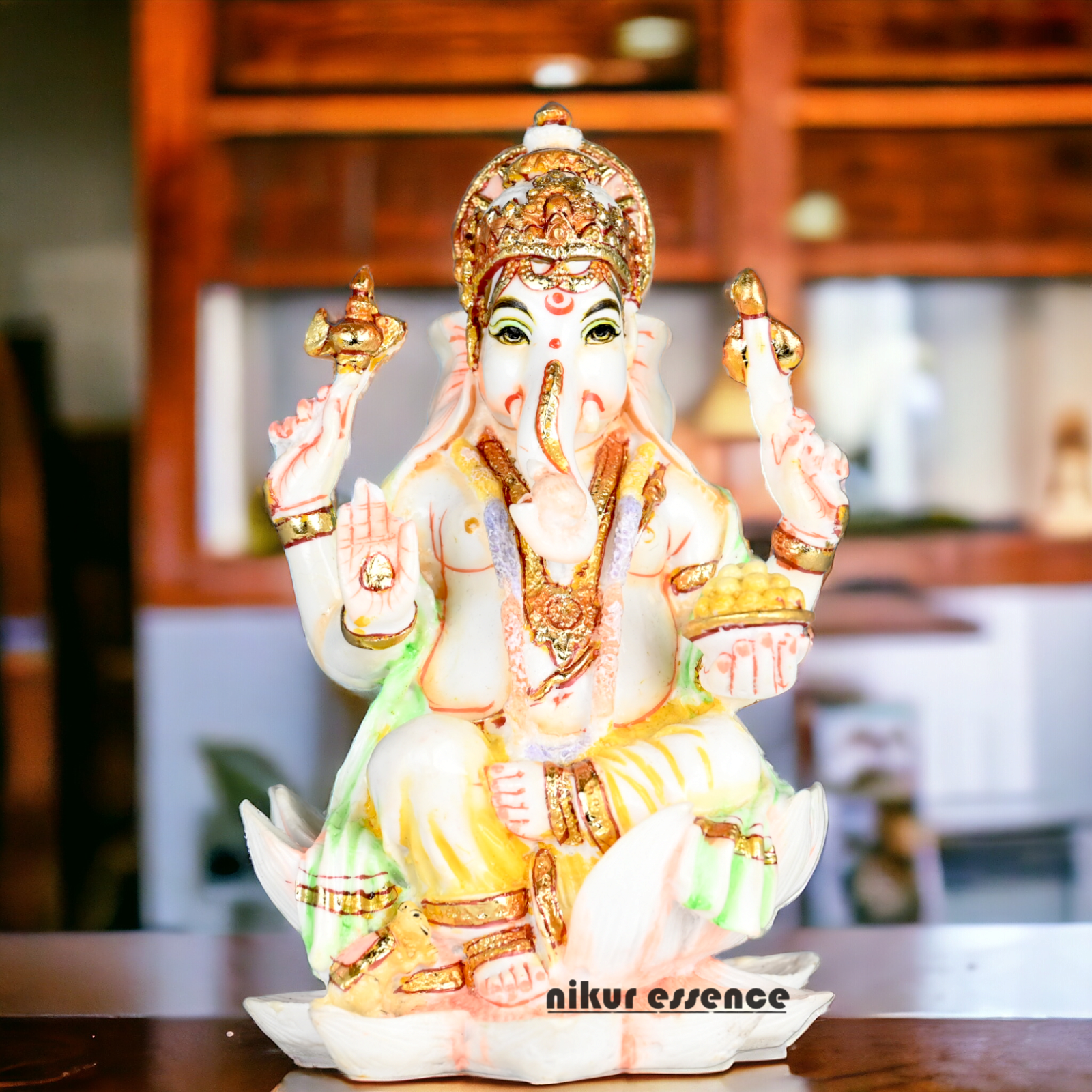 Purchase Exquisite Handcrafted Cultured Marble Ganesh Statue Online - Divine Lord Ganesha Idol Nikuressence
