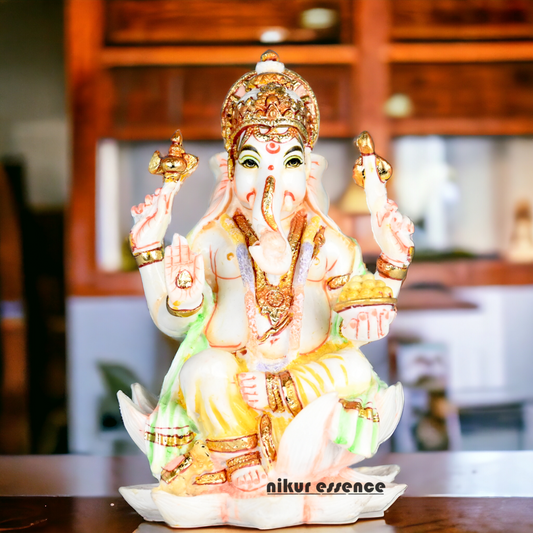 Purchase Exquisite Handcrafted Cultured Marble Ganesh Statue Online - Divine Lord Ganesha Idol Nikuressence