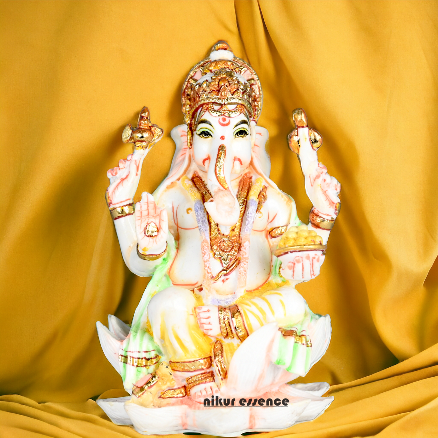 Purchase Exquisite Handcrafted Cultured Marble Ganesh Statue Online - Divine Lord Ganesha Idol Nikuressence