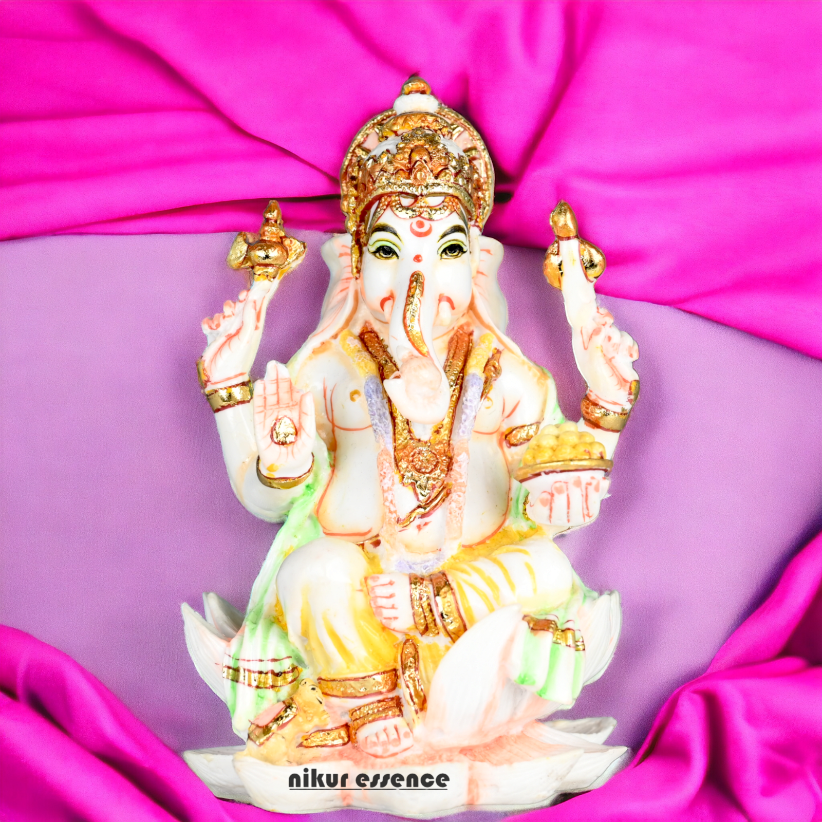 Purchase Exquisite Handcrafted Cultured Marble Ganesh Statue Online - Divine Lord Ganesha Idol Nikuressence