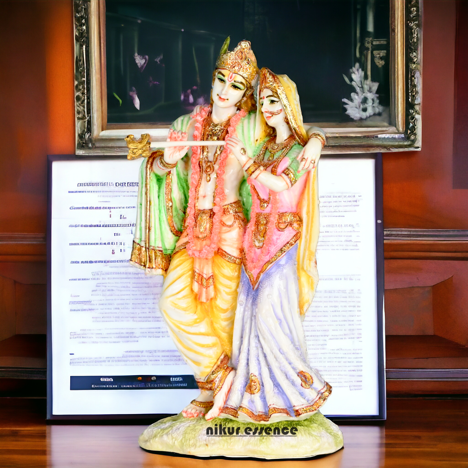 Buy White Cultured Marble Radha Krishna Statue | Marble Radha Krishna Statue -11 inch Nikuressence