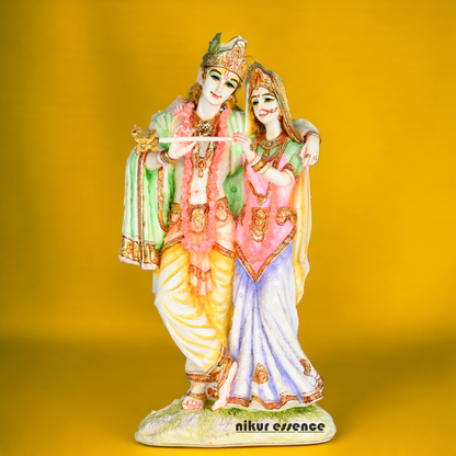 Buy White Cultured Marble Radha Krishna Statue | Marble Radha Krishna Statue -11 inch Nikuressence