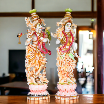 Buy Cultured Marble Radha Krishna Statue - 14 inch height | nikur essence Nikuressence