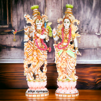 Buy Cultured Marble Radha Krishna Statue - 14 inch height | nikur essence Nikuressence