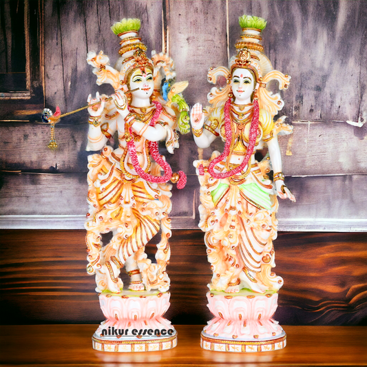Buy Cultured Marble Radha Krishna Statue - 14 inch height | nikur essence Nikuressence