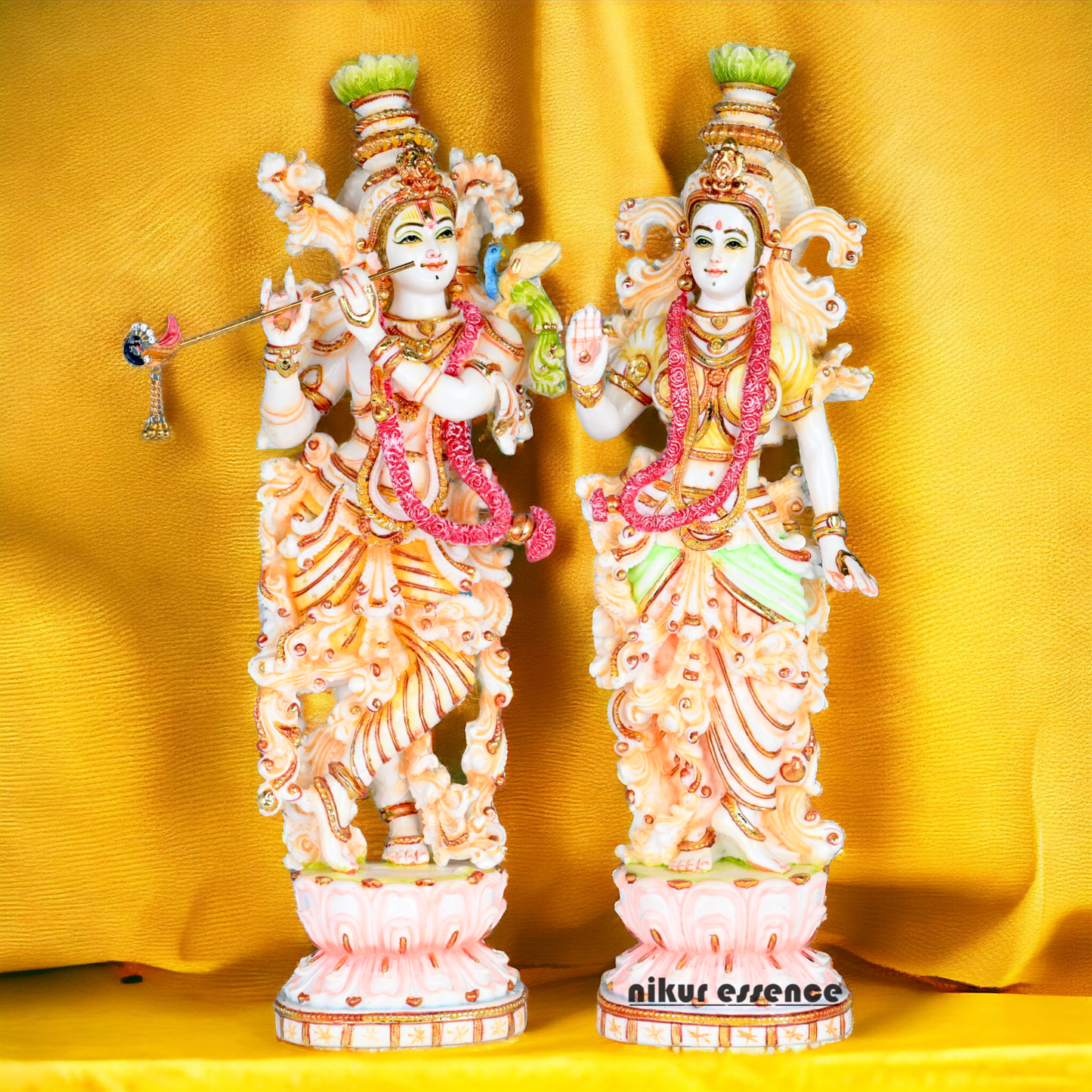 Buy Cultured Marble Radha Krishna Statue - 14 inch height | nikur essence Nikuressence