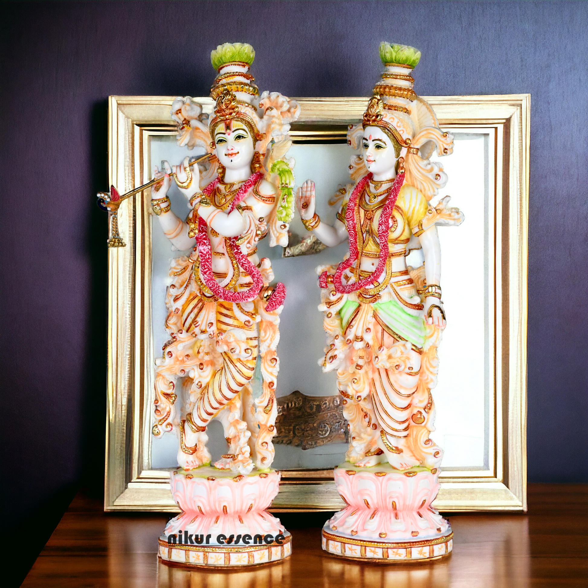 Buy Cultured Marble Radha Krishna Statue - 14 inch height | nikur essence Nikuressence
