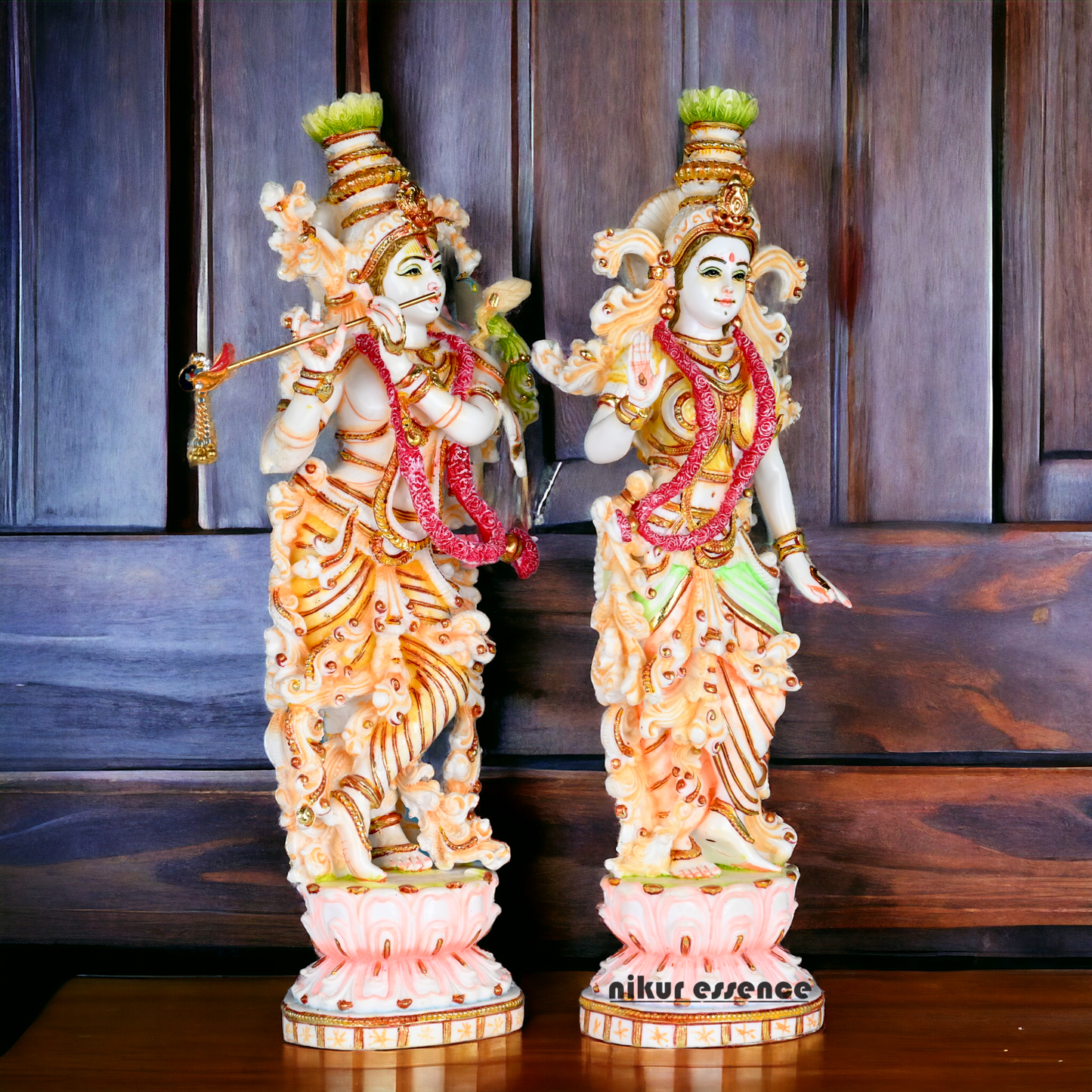 Buy Cultured Marble Radha Krishna Statue - 14 inch height | nikur essence Nikuressence