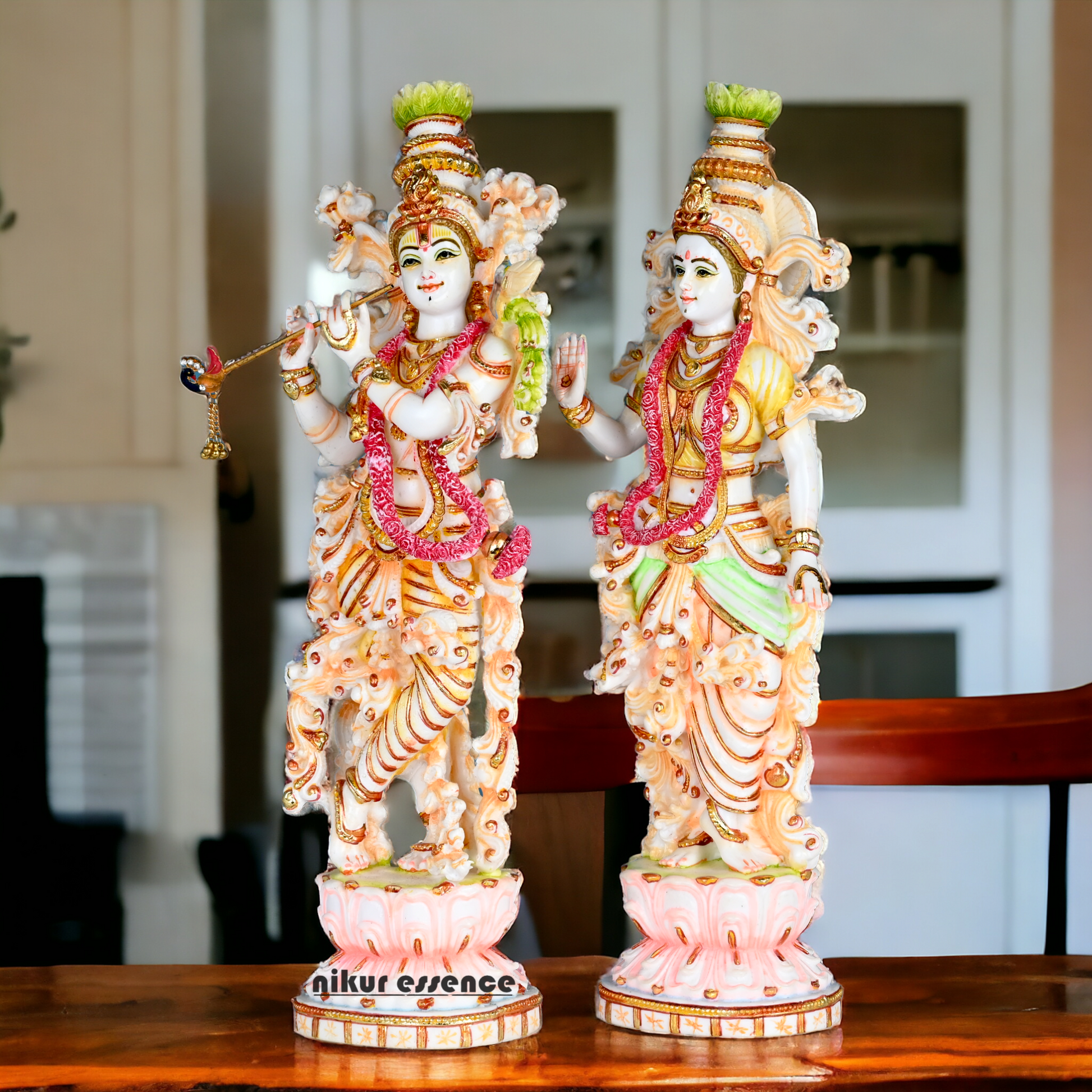 Buy Cultured Marble Radha Krishna Statue - 14 inch height | nikur essence Nikuressence