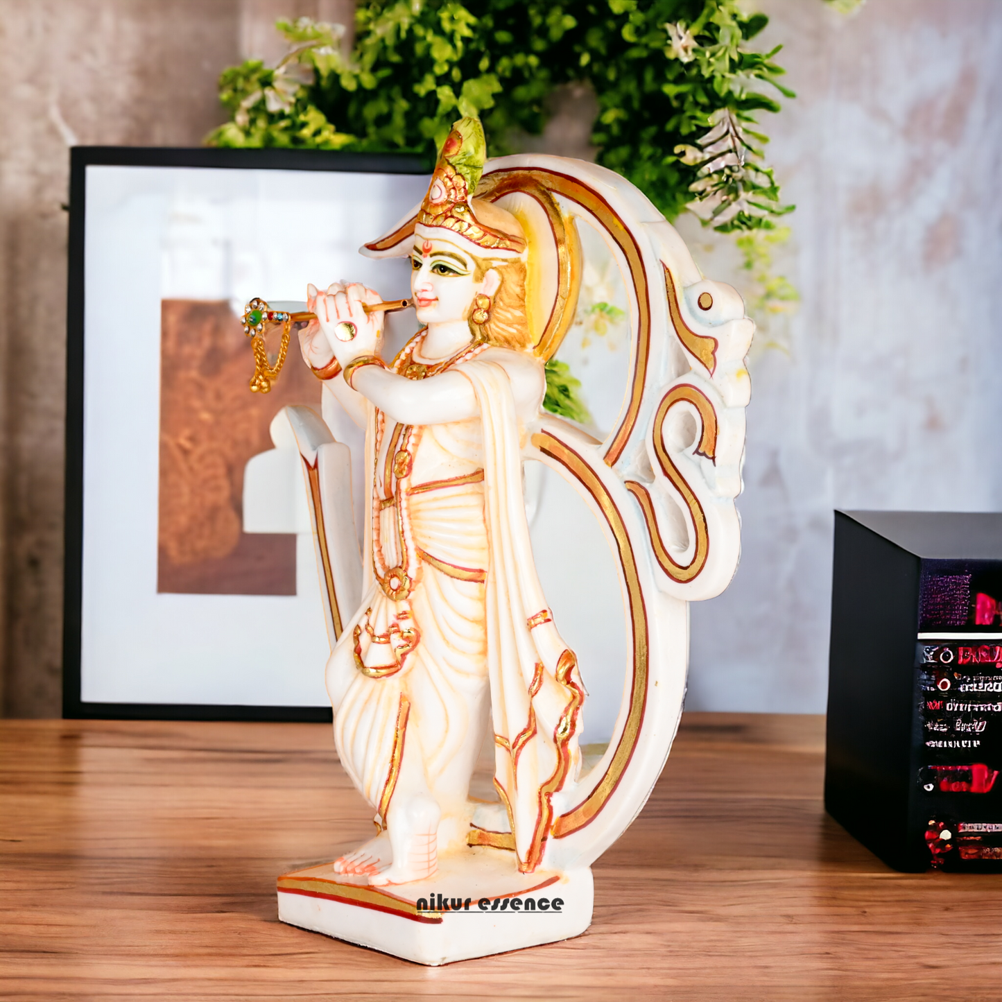 Buy Cultured Marble Om Krishna Statue -nikuressence Nikuressence