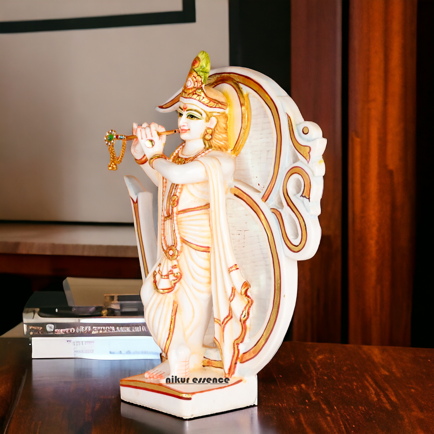 Buy Cultured Marble Om Krishna Statue -nikuressence Nikuressence