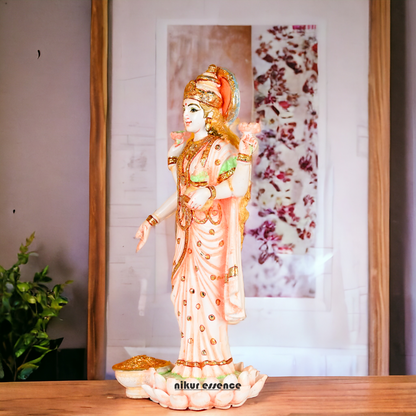 Sri Lakshmi Statue - Hand Painted Dust Marble Lakshmi Idol for Home Temple, Meditation Room Nikuressence
