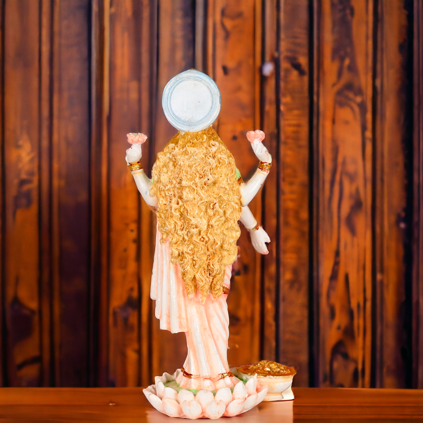 Sri Lakshmi Statue - Hand Painted Dust Marble Lakshmi Idol for Home Temple, Meditation Room Nikuressence