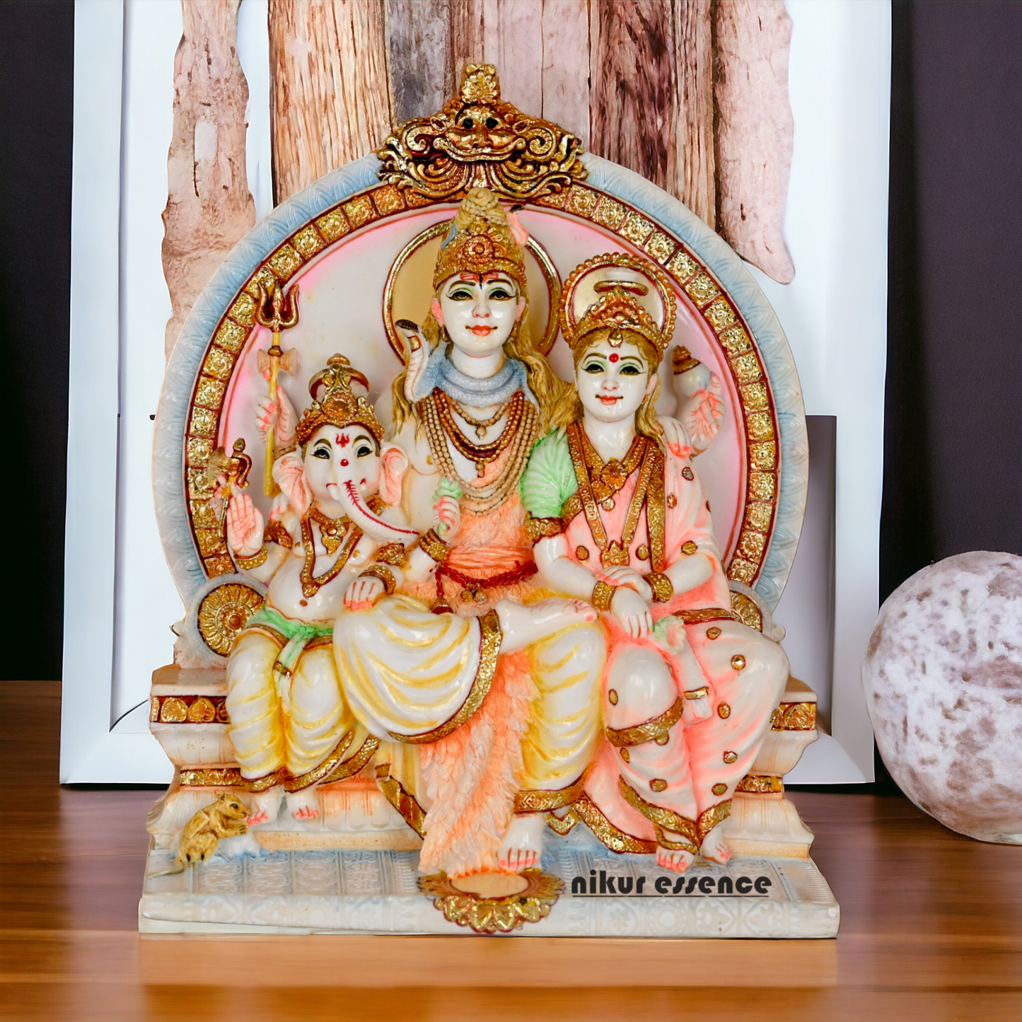 Buy Cultured Marble Shiva Family Statue online - Lord Shiva Nikuressence