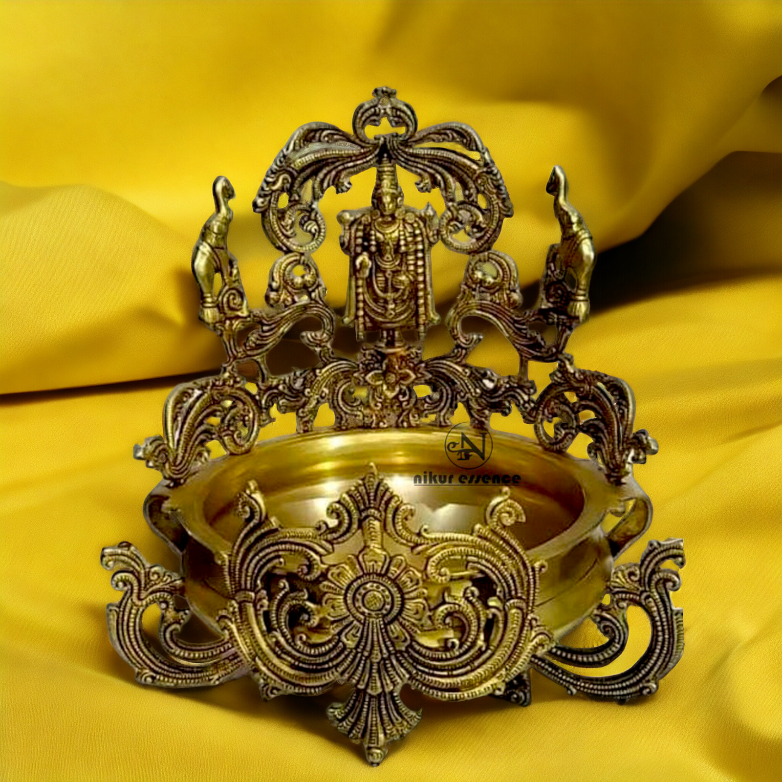 Antique Brass Balaji Urli - 17 inches Nikuressence