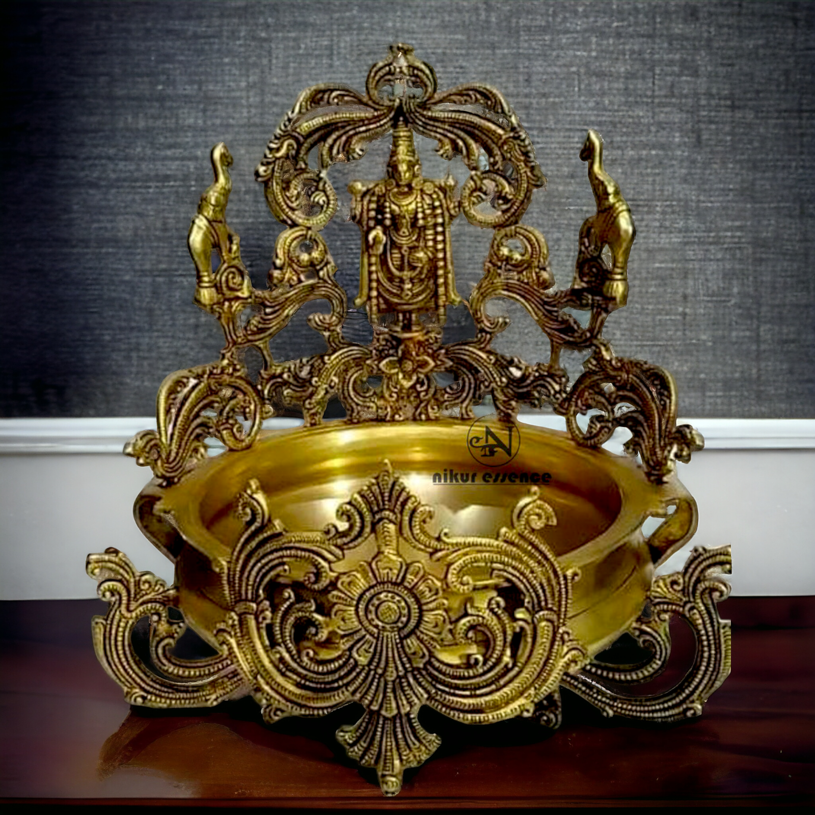 Antique Brass Balaji Urli - 17 inches Nikuressence