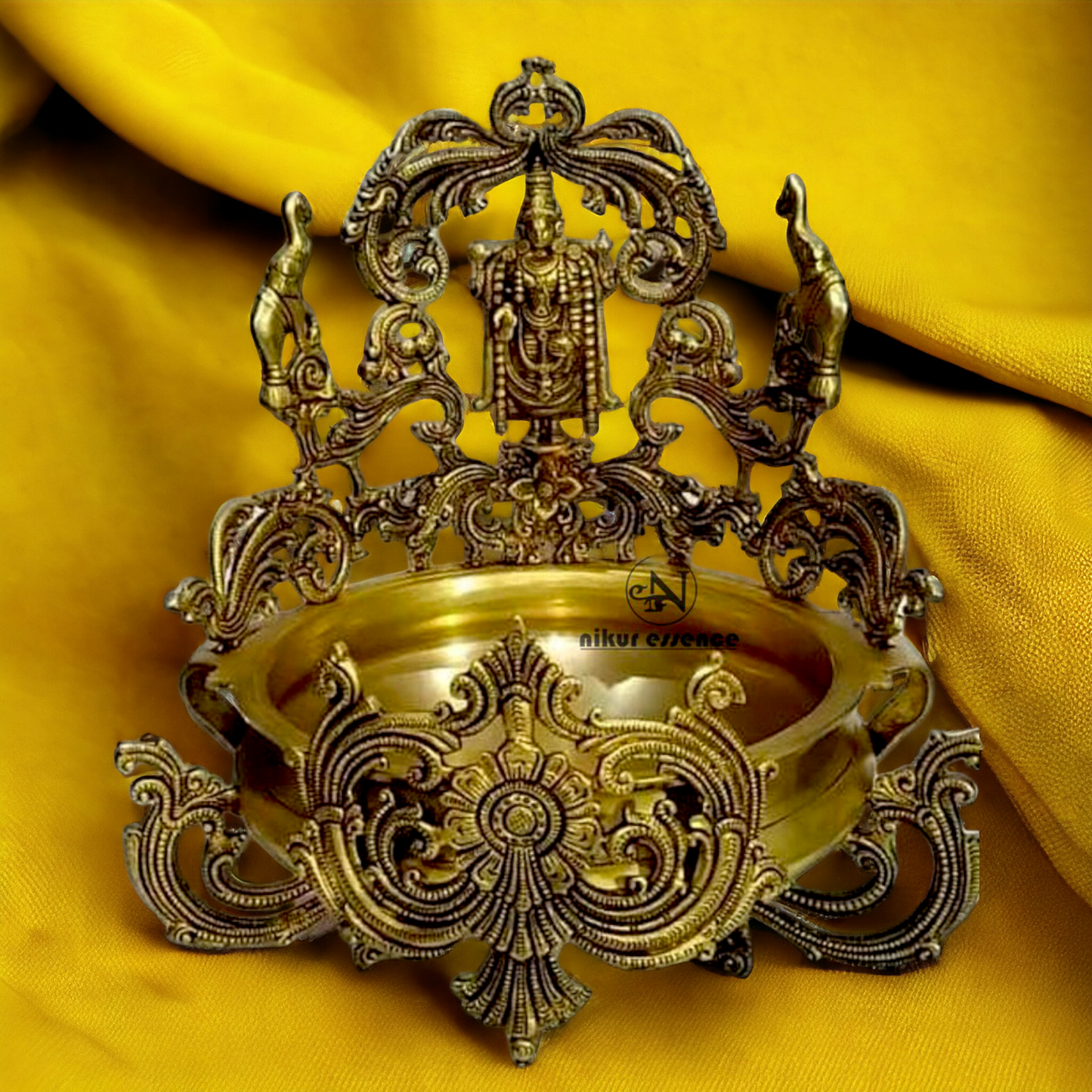 Antique Brass Balaji Urli - 17 inches Nikuressence