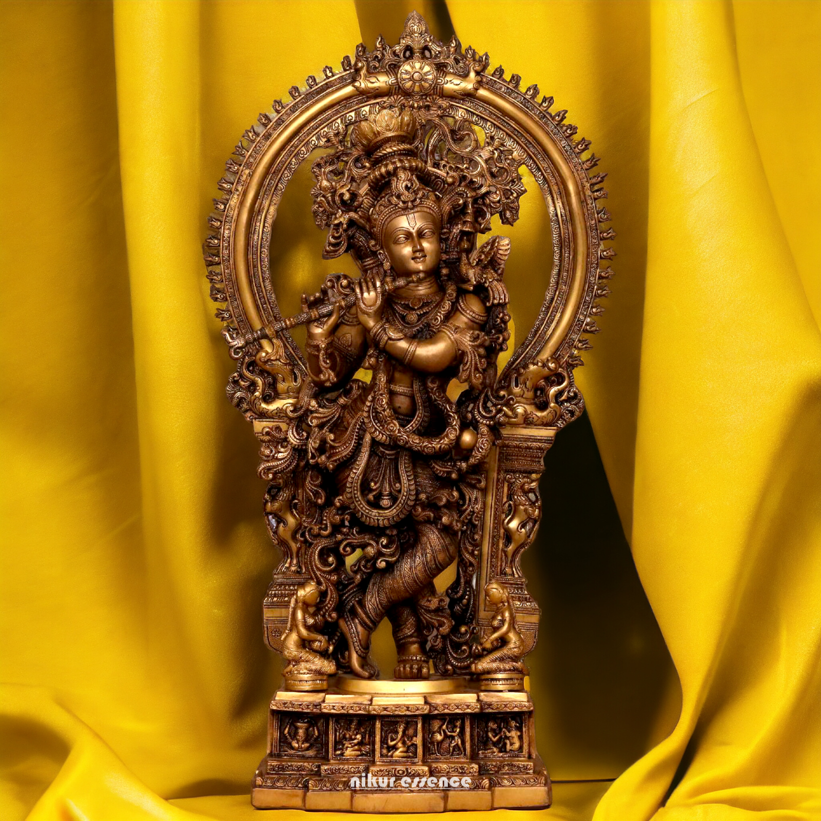 Buy Antique Brass Krishna Standing Big Idol - 32 inches Nikuressence