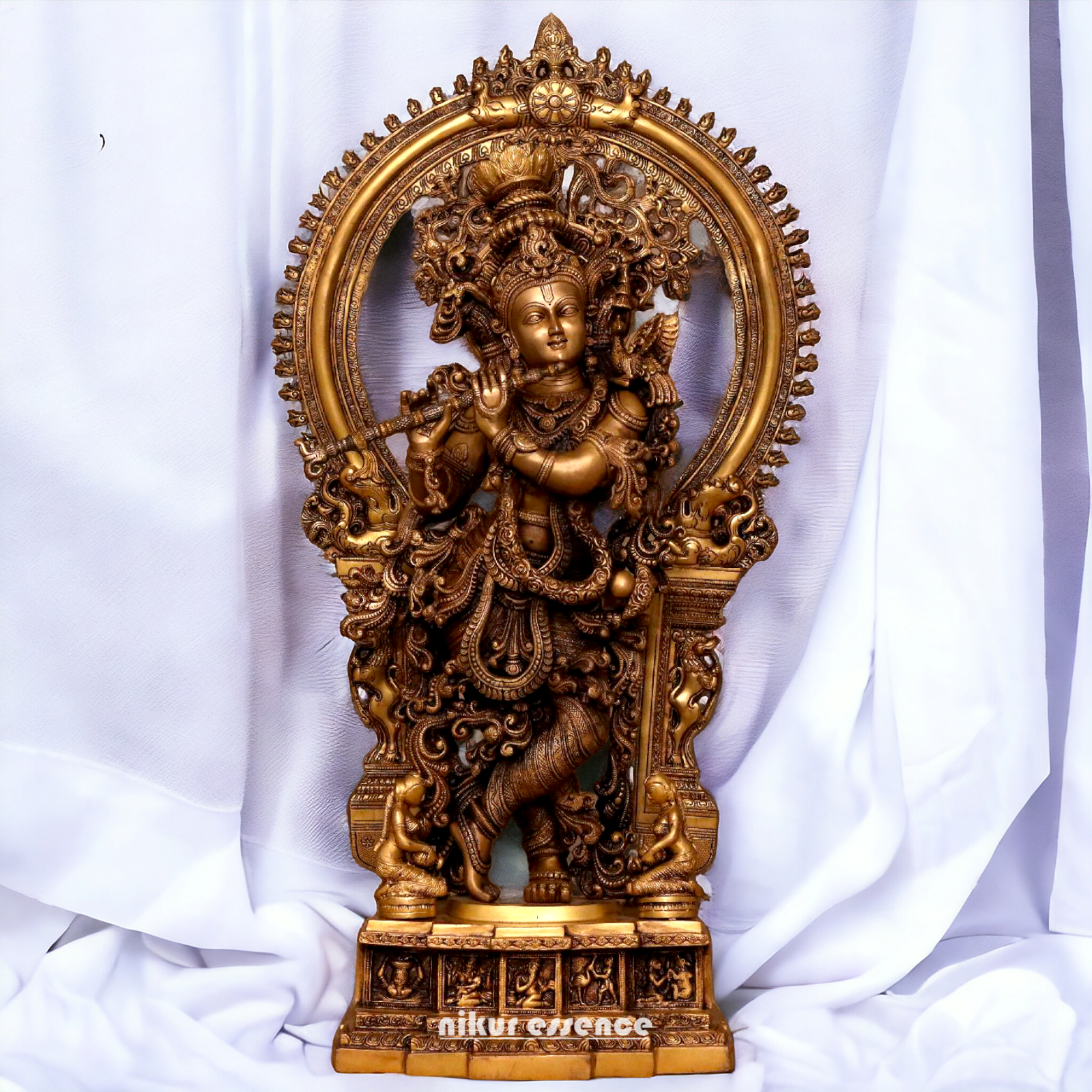 Buy Antique Brass Krishna Standing Big Idol - 32 inches Nikuressence