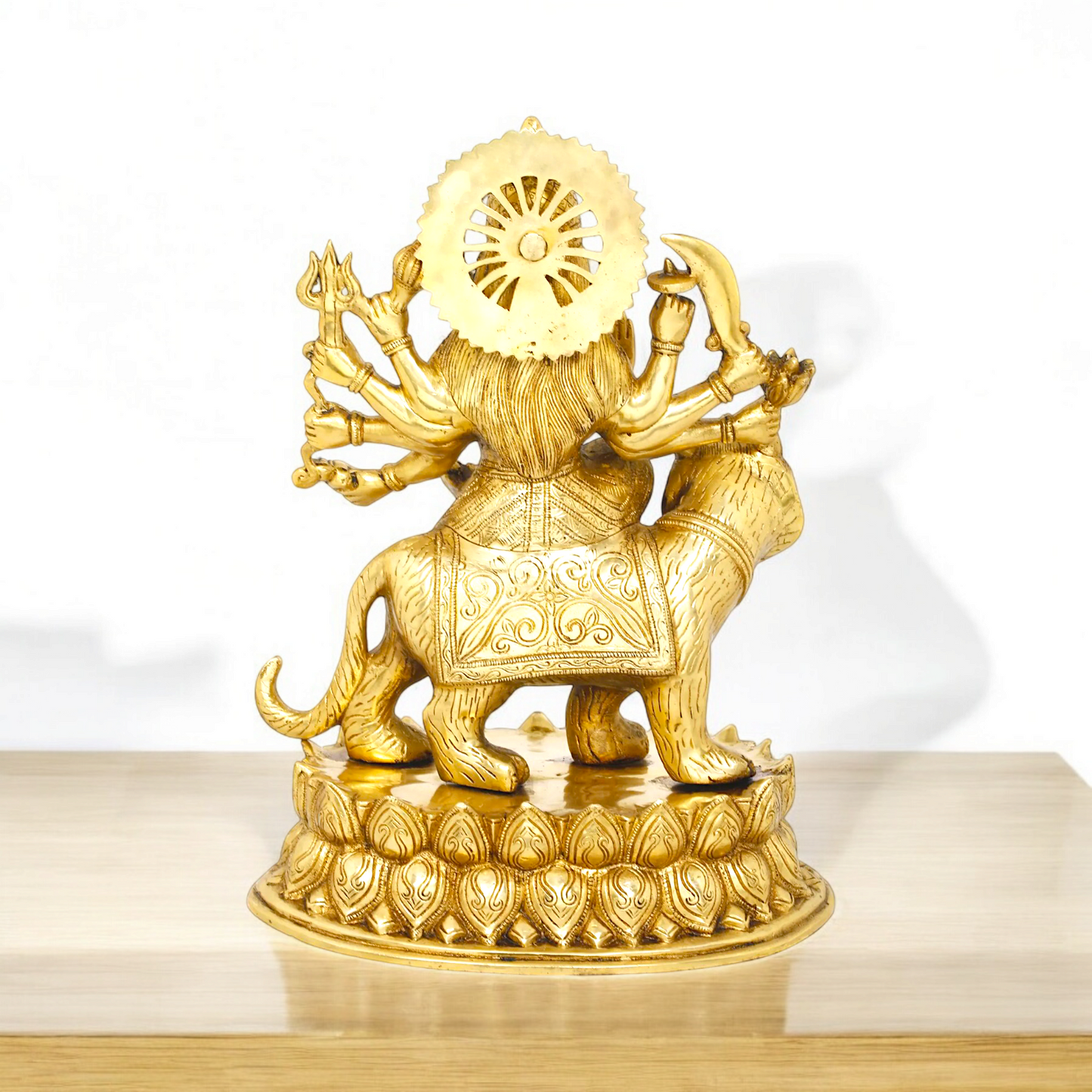 Solid Brass Durga Sherawali maa Sitting on Lion - 15.354 inches Nikuressence