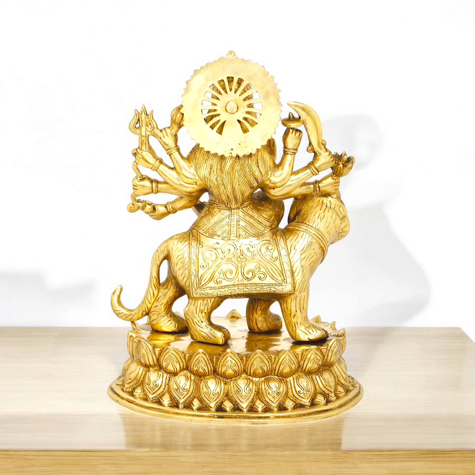 Solid Brass Durga Sherawali maa Sitting on Lion - 15.354 inches Nikuressence