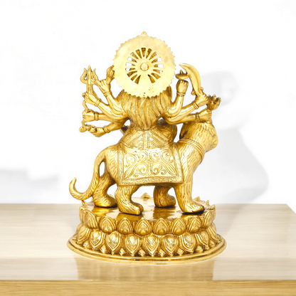 Solid Brass Durga Sherawali maa Sitting on Lion - 15.354 inches Nikuressence