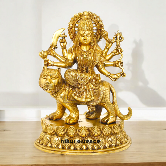Solid Brass Durga Sherawali maa Sitting on Lion - 15.354 inches Nikuressence