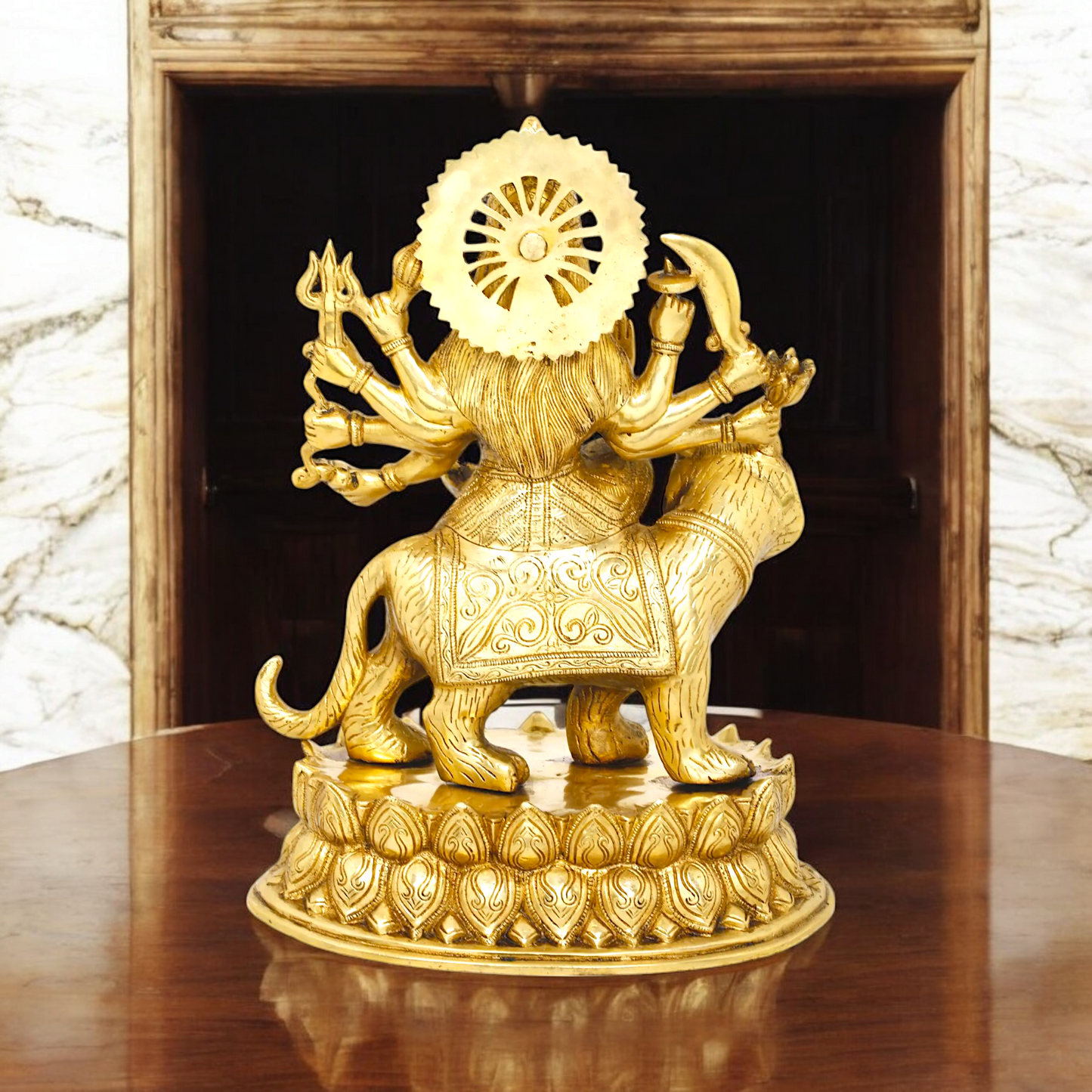 Solid Brass Durga Sherawali maa Sitting on Lion - 15.354 inches Nikuressence