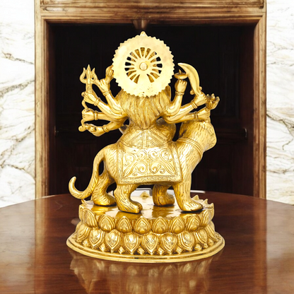 Solid Brass Durga Sherawali maa Sitting on Lion - 15.354 inches Nikuressence