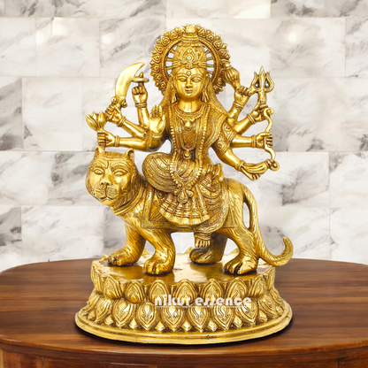 Solid Brass Durga Sherawali maa Sitting on Lion - 15.354 inches Nikuressence