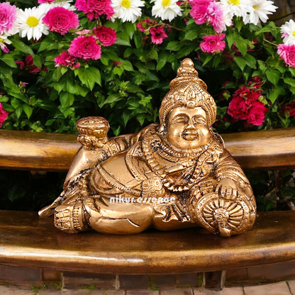 Antique Brass kubera maharaj Idol - 5.5 inches Nikuressence