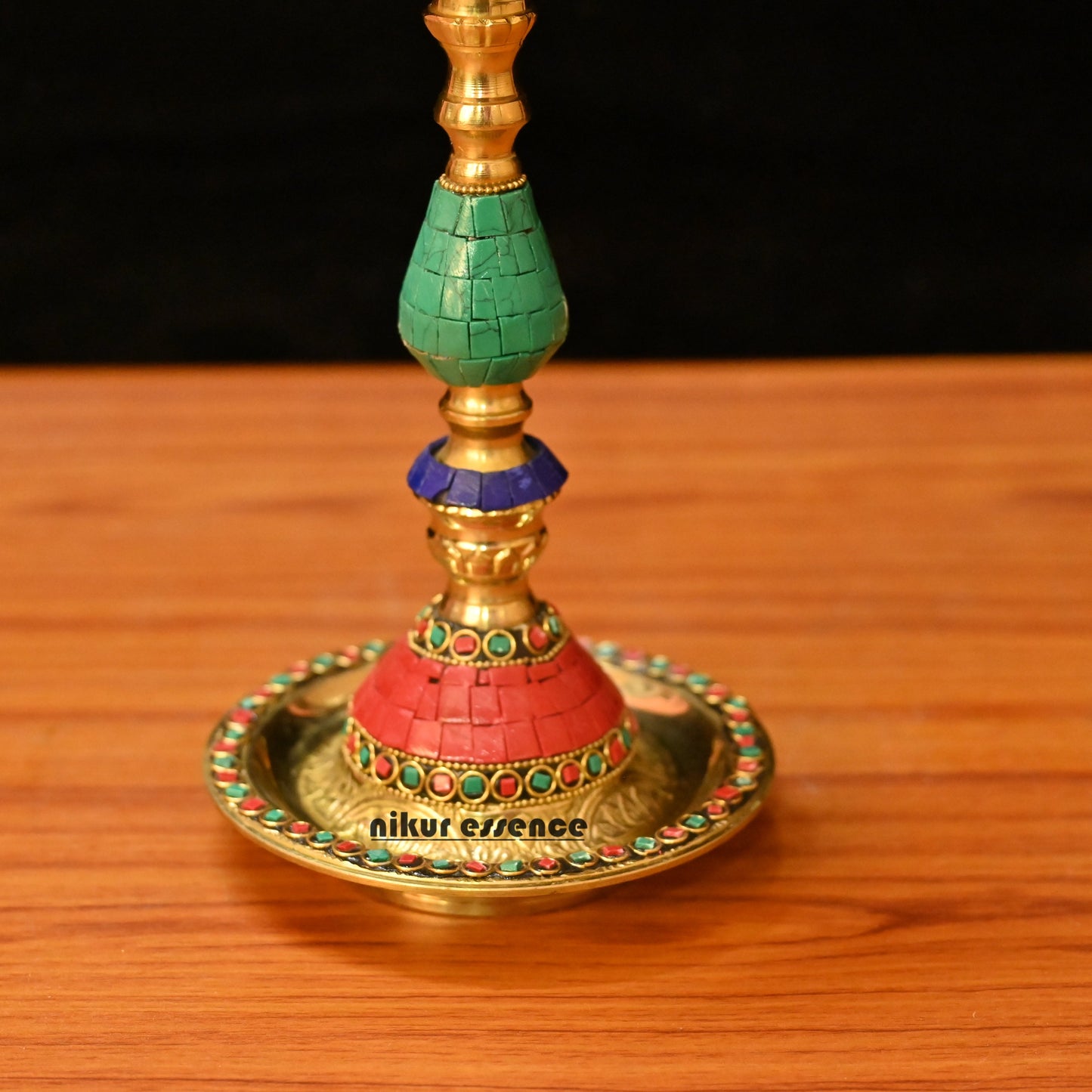 Buy brass vilakku Kuthu diya| South Indian Brass vilakku in stone work Nikuressence