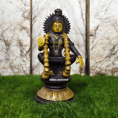 Brass Ayyappa Sitting statue - 9 inch Nikuressence