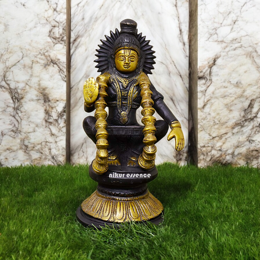 Brass Ayyappa Sitting statue - 9 inch Nikuressence