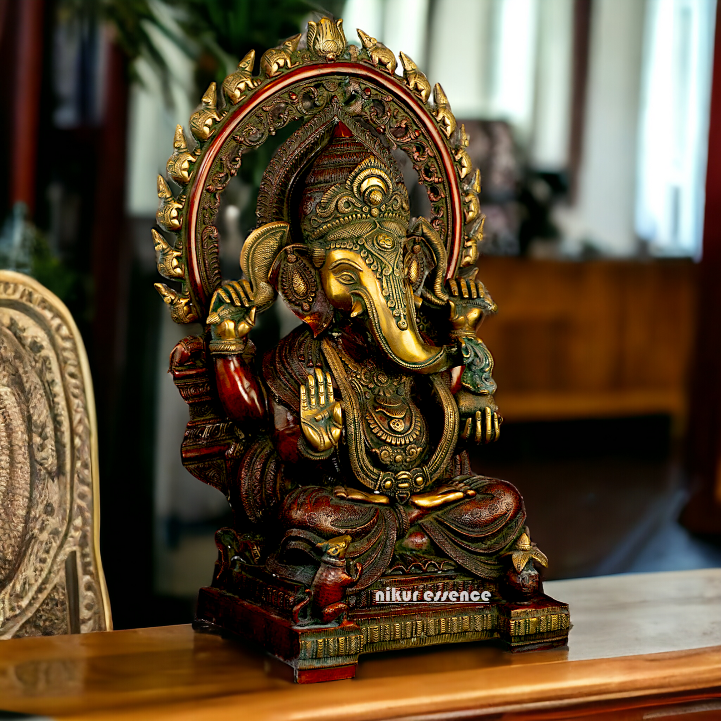 Brass Ganesha Elephant God statue - 21 inches Nikuressence