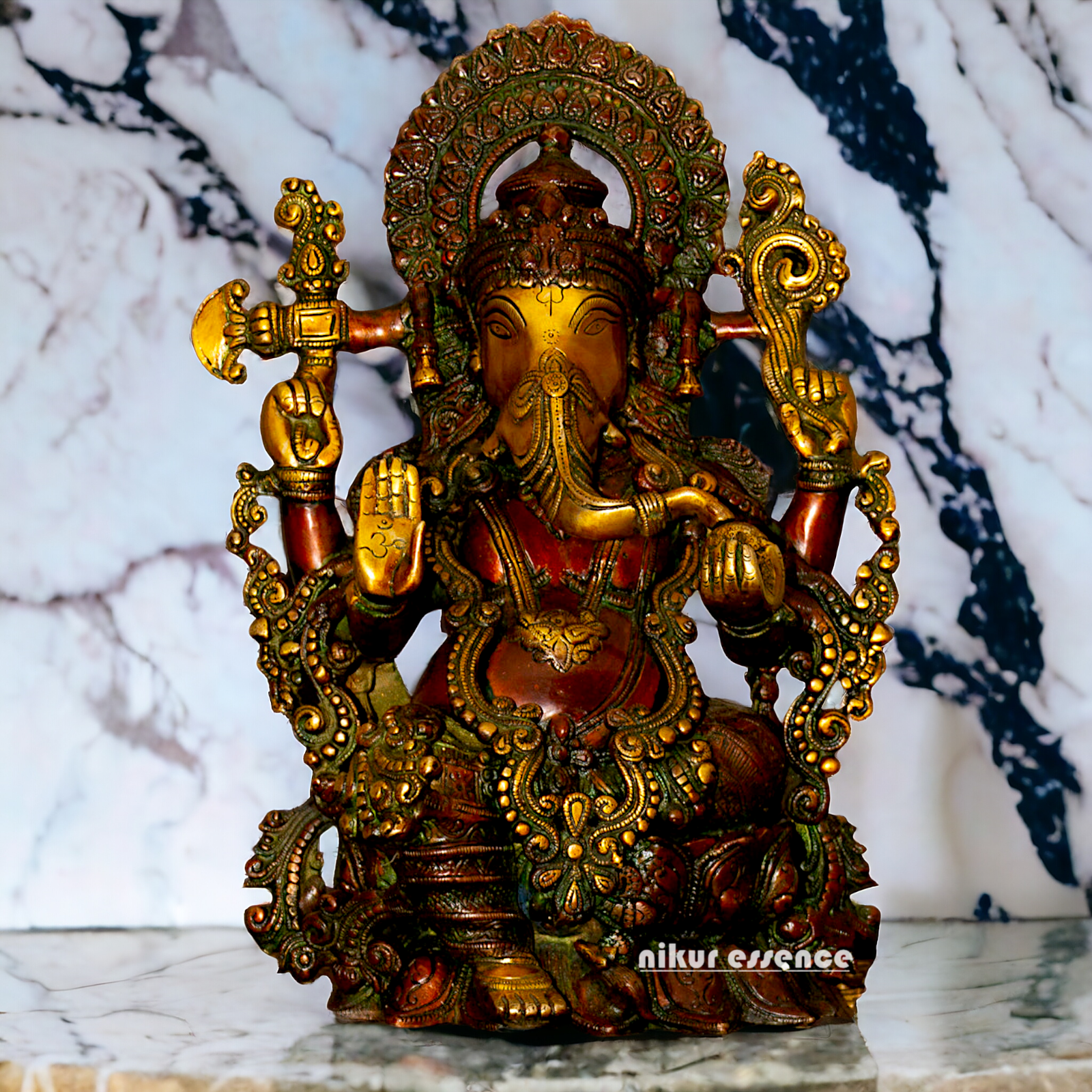 Lord Ganesh Vinayaka Blessing Brass statue - 15.5 inch Nikuressence