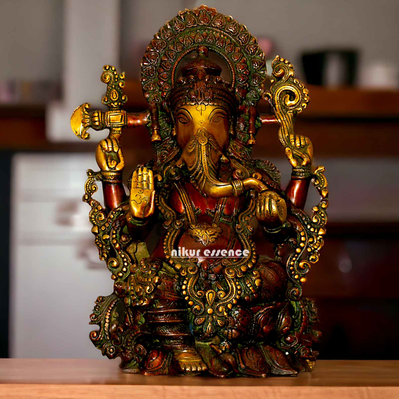 Lord Ganesh Vinayaka Blessing Brass statue - 15.5 inch Nikuressence
