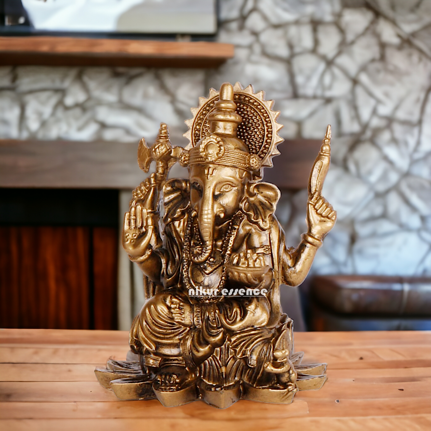 Lord Vinayaka Ganpati Brass idol - 3.75 inches Nikuressence