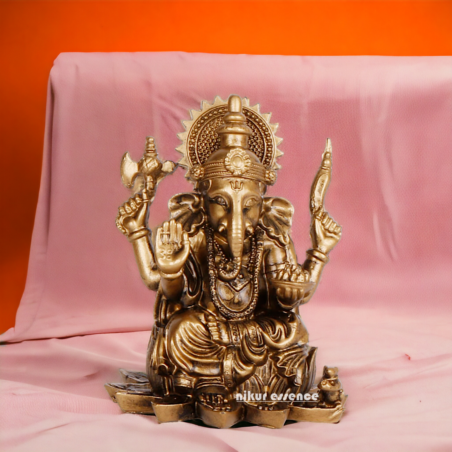 Lord Vinayaka Ganpati Brass idol - 3.75 inches Nikuressence