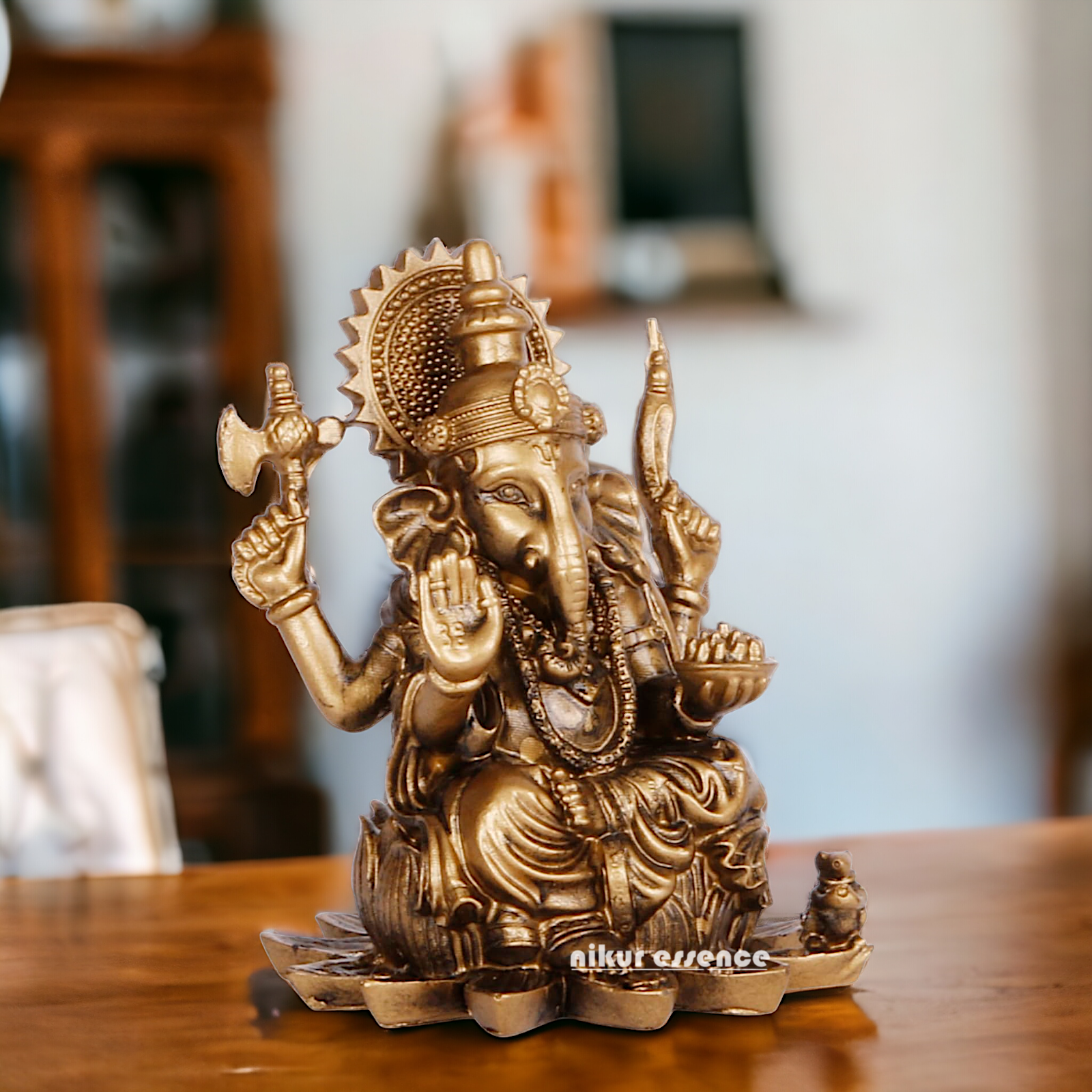 Lord Vinayaka Ganpati Brass idol - 3.75 inches Nikuressence
