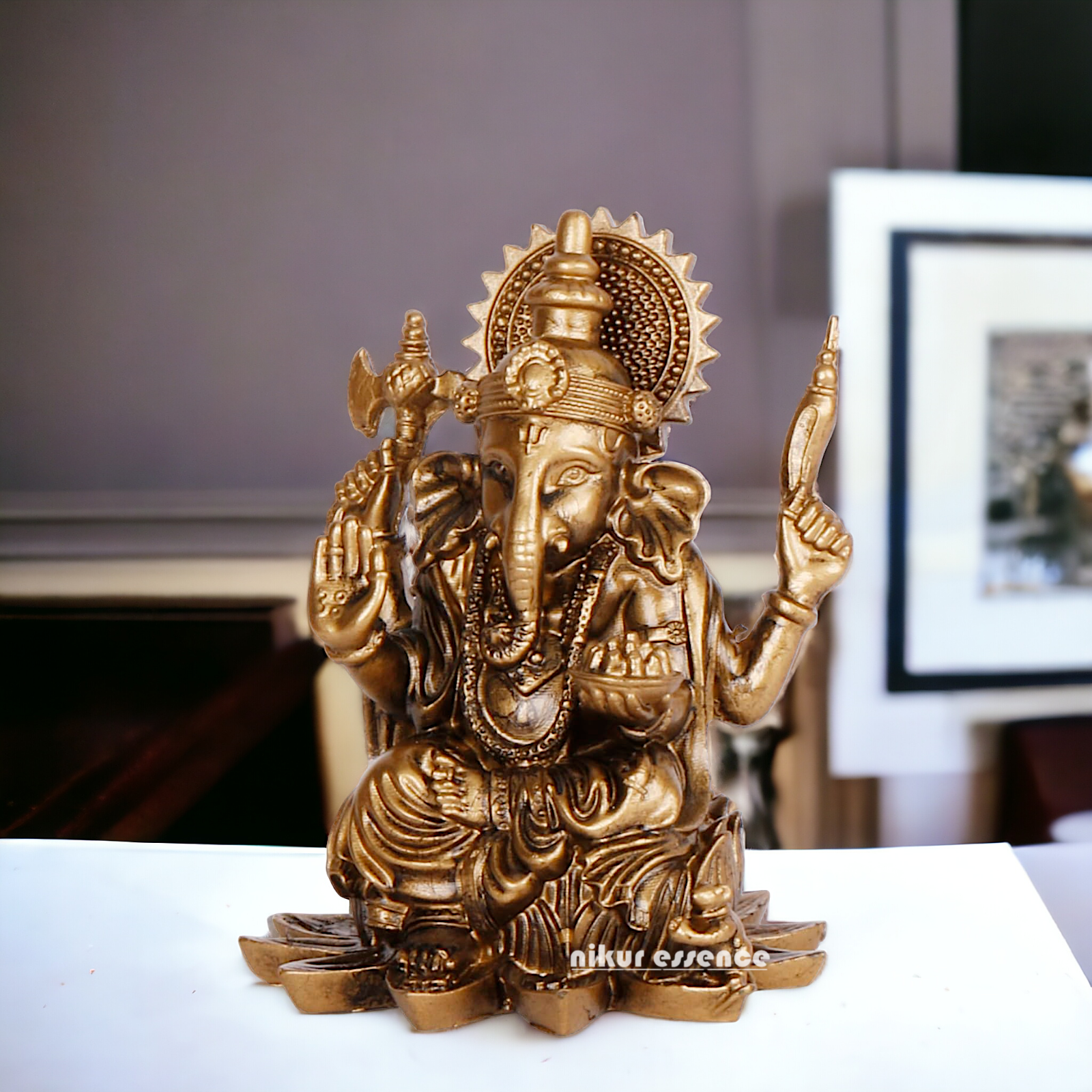 Lord Vinayaka Ganpati Brass idol - 3.75 inches Nikuressence