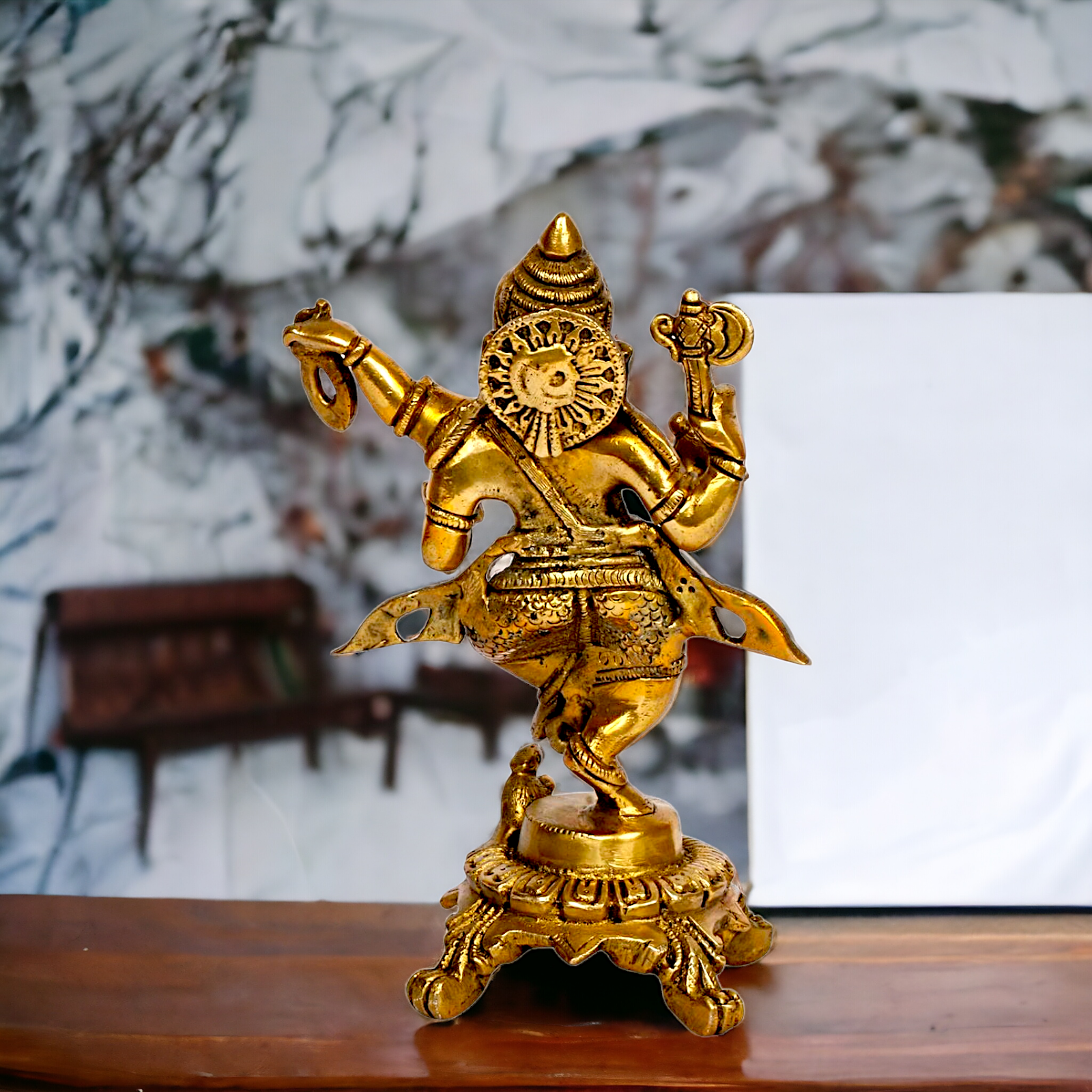 Lord Ganesha Dancing Ganpati Brass idol - 9 inches Nikuressence